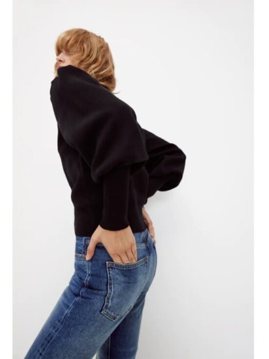 New Zara Wide Sleeves Knit Sweater, Black, Large - Picture 5 of 9